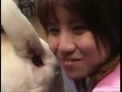 An fuckfest betwixt a white dog and an Asian pair